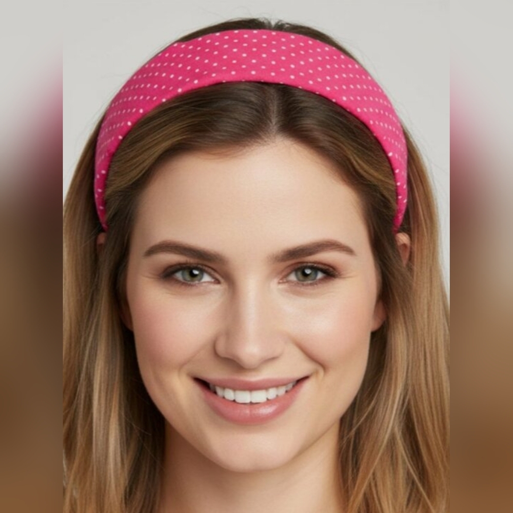 Hot Pink Polka Dot Headband, Women's Headband, Hair Accessories